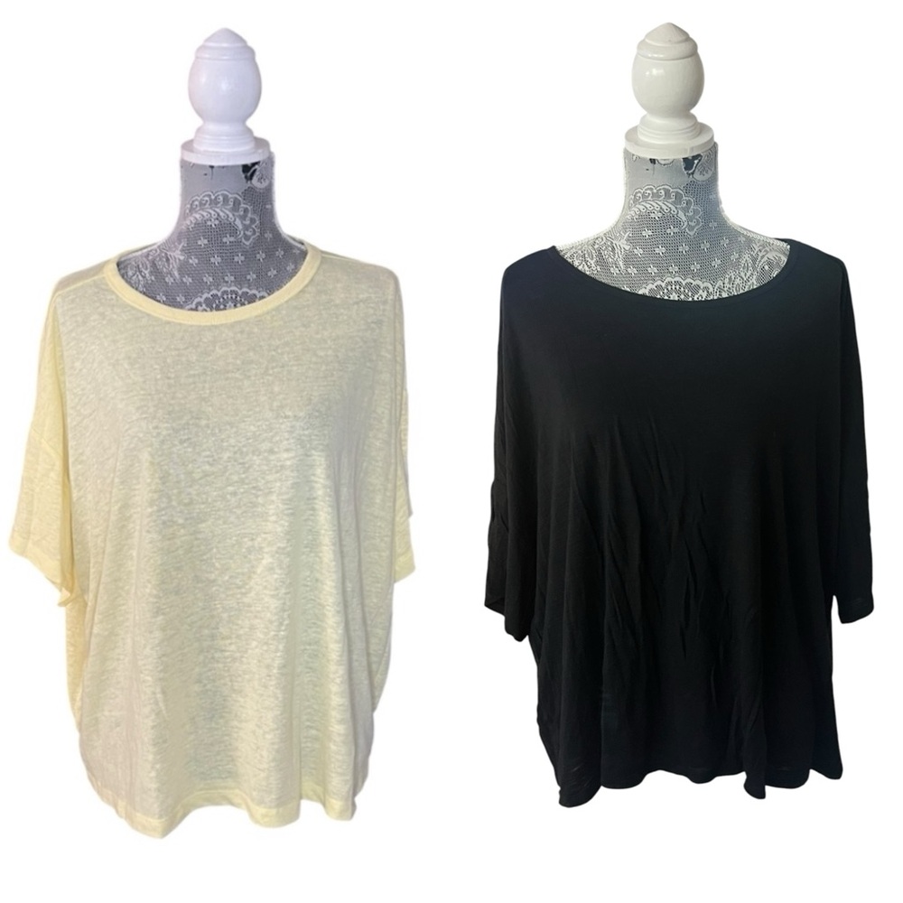 Bundle of 2 Old Navy Lightweight Oversized Tee XL Soft Casual Top Yellow/Black